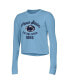 ფოტო #3 პროდუქტის Women's Blue Penn State Nittany Lions Boyfriend Cropped Long Sleeve T-shirt