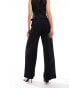 & Other Stories straight leg trousers with frill edge waist in black