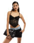 Фото #2 товара ASOS DESIGN boned lace corset with cup detail in black