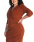 ფოტო #3 პროდუქტის Plus Size V-neck 3/4 Sleeve Cocktail Dress