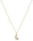 ფოტო #1 პროდუქტის 14K Gold Two Tone Flash-Plated Brass Cubic Zirconia Moon "I Love You To The Moon and Back" Shaker Pendant Necklace with Extender