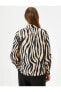 Фото #4 товара Zebra Desenli Gömlek Saten Düğmeli Klasik Yaka Regular Fit