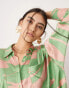 ASOS EDITION oversized long sleeve shirt co-ord in green and pink print