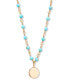 "14k Gold" Key Turquoise Bead Pendant Necklace