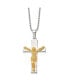 Polished Yellow IP-plated Crucifix Pendant Ball Chain Necklace