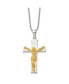 ფოტო #1 პროდუქტის Polished Yellow IP-plated Crucifix Pendant Ball Chain Necklace
