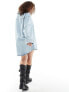 Фото #3 товара ASOS DESIGN Curve denim mini shirt dress with front pockets in bleach wash