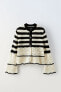 Striped knit cardigan with ruffles