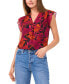 Women's Floral V-Neck Flutter-Sleeve Top