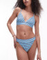 Topshop stripe tanga bikini top in blue