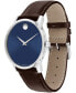 ფოტო #2 პროდუქტის Men's Museum Classic Swiss Quartz Brown Leather Watch 40mm