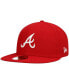 Фото #1 товара Men's Red Atlanta Braves Logo White 59FIFTY Fitted Hat