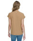 Фото #2 товара Women's Mixed Media Cap-Sleeve V-Neck Top