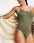 Фото #1 товара Accessorize scallop edge swimsuit in khaki