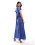 TFNC Bridesmaid wrap front maxi dress in aster blue Aster-Blau, 34 - фото #2