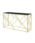 Gold Glass Console Table, 55" Sturdy Metal Frame, Black Tempered Glass Top