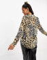 ASOS DESIGN long sleeve soft shirt in mixed animal scarf print