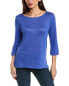 Majestic Filatures Stretch 3/4-Sleeve Linen-Blend T-Shirt Women's Blue 1