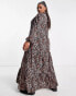 Фото #4 товара ASOS DESIGN Curve maxi shirt dress with pin tucks in animal print