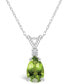 ფოტო #1 პროდუქტის Peridot (1-1/3 ct. t.w.) and Diamond Accent Pendant Necklace in 14K Yellow Gold or 14K White Gold