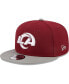 ფოტო #1 პროდუქტის Men's Cardinal, Gray Los Angeles Rams 2Tone Color Pack 9FIFTY Snapback Hat