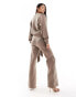 Фото #8 товара Pretty Lavish tie waist knitted wide leg jumpsuit in taupe