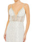 ფოტო #3 პროდუქტის Women's Embellished Plunge Neck Sleeveless Trumpet Gown