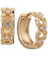 ფოტო #1 პროდუქტის Gold-Tone Small Pavé Flower Hoop Earrings, 0.61"