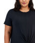Фото #3 товара Plus Size Active Solid Twist-Front Top, Created for Macy's