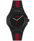 ფოტო #1 პროდუქტის Men's Lit for Him Quartz Black Silicone Watch 42mm