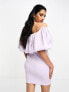 Фото #3 товара True Violet bardot mini dress with ruffle detail in lavender