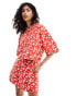 ASOS DESIGN flippy short in red floral print Roter Blumendruck, 38 - фото #3