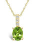 ფოტო #1 პროდუქტის Peridot (1-1/3 Ct. T.W.) and Diamond Accent Pendant Necklace in 14K Yellow Gold