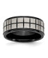 ფოტო #1 პროდუქტის Titanium Brushed Center Black IP-plated Wedding Band Ring