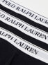 Фото #2 товара Polo Ralph Lauren 3 pack trunks in black with waistband logo