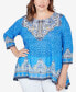 ფოტო #1 პროდუქტის Plus Size Embellished Scoop Neck Marrakesh Border Print Sublimation Knit Top