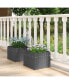 2 Pack Square Planter Box with Drainage Gaps for Front Porch Garden Balcony