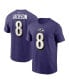 Фото #1 товара Men's Lamar Jackson Purple Baltimore Ravens Player Name and Number T-shirt