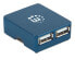 Фото #5 товара Manhattan USB-A 4-Port Micro Hub - 4x USB-A Ports - Blue - 480 Mbps (USB 2.0) - Bus Power - Equivalent to Startech ST4200MINI2 - Hi-Speed USB - Three Year Warranty - Blister - USB 3.2 Gen 1 (3.1 Gen 1) Type-A - USB 3.2 Gen 1 (3.1 Gen 1) Type-A - 480 Mbit/s - Black