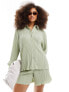 Фото #1 товара Y.A.S plisse shirt co-ord in sage green