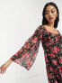 Фото #4 товара Miss Selfridge corset bardot ruffle mini dress in dark floral