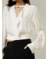 Фото #2 товара V Neck Collared Silk Shirt for Women