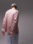 Topman long sleeve heavy weight oversized t-shirt in dusty pink