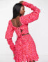 Фото #4 товара Collective the Label exclusive bow back crop top co-ord in pink and red leopard print