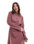 Фото #4 товара ASOS DESIGN ruched detail long sleeve maxi dress in washed burgundy