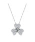 Фото #1 товара Sterling Silver White Gold Plated with 1ctw Lab Created Moissanite French Pave Blooming Flower Solitaire Pendant Necklace