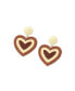 ფოტო #1 პროდუქტის Women's Gold Block Heart Drop Earrings