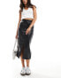 Vero Moda high waisted faux leather midi skirt in black