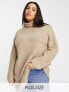 Фото #1 товара Pieces Curve longline roll neck jumper in dark camel