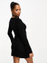 ASOS DESIGN Petite knitted fit and flare mini dress in black